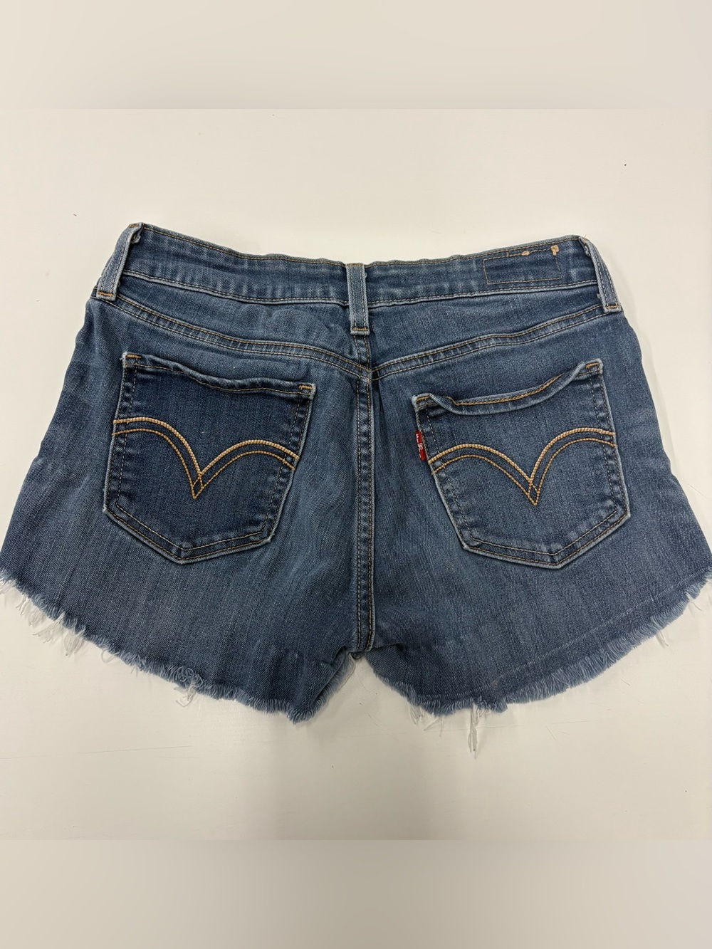 Levi’s Women’s 28 Denim Cutoff Shorts Stretch Raw Frayed Hem Blue Jean